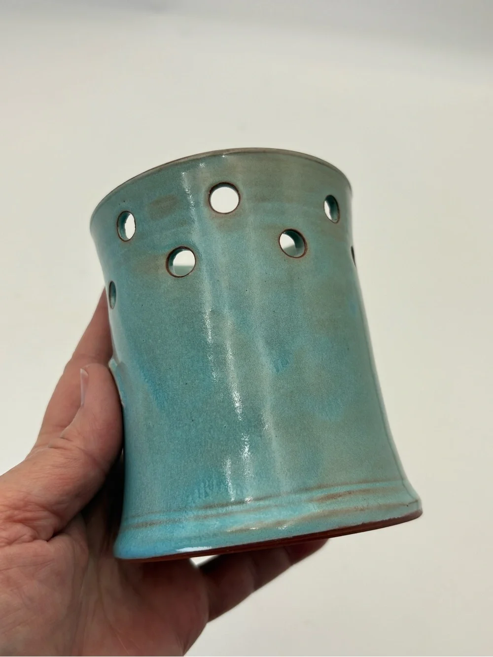 Vintage Turquoise Kilnworks Pottery Lizard Candle Holder- Made in Virgin Islands